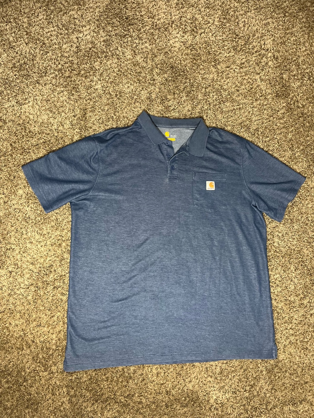 Carhartt Men’s Heather Navy Short-Sleeve Pocket Polo